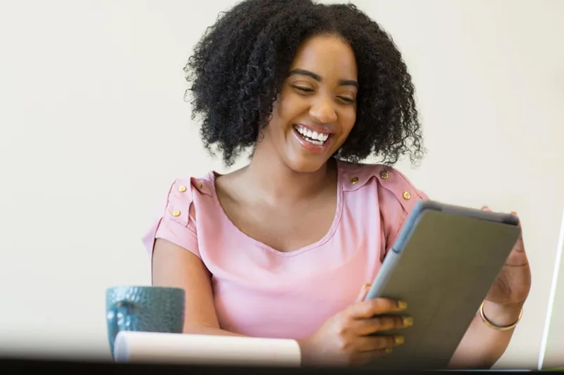 Young woman using a tablet computer