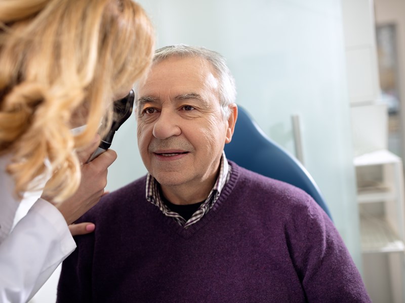 Older man getting an eye test