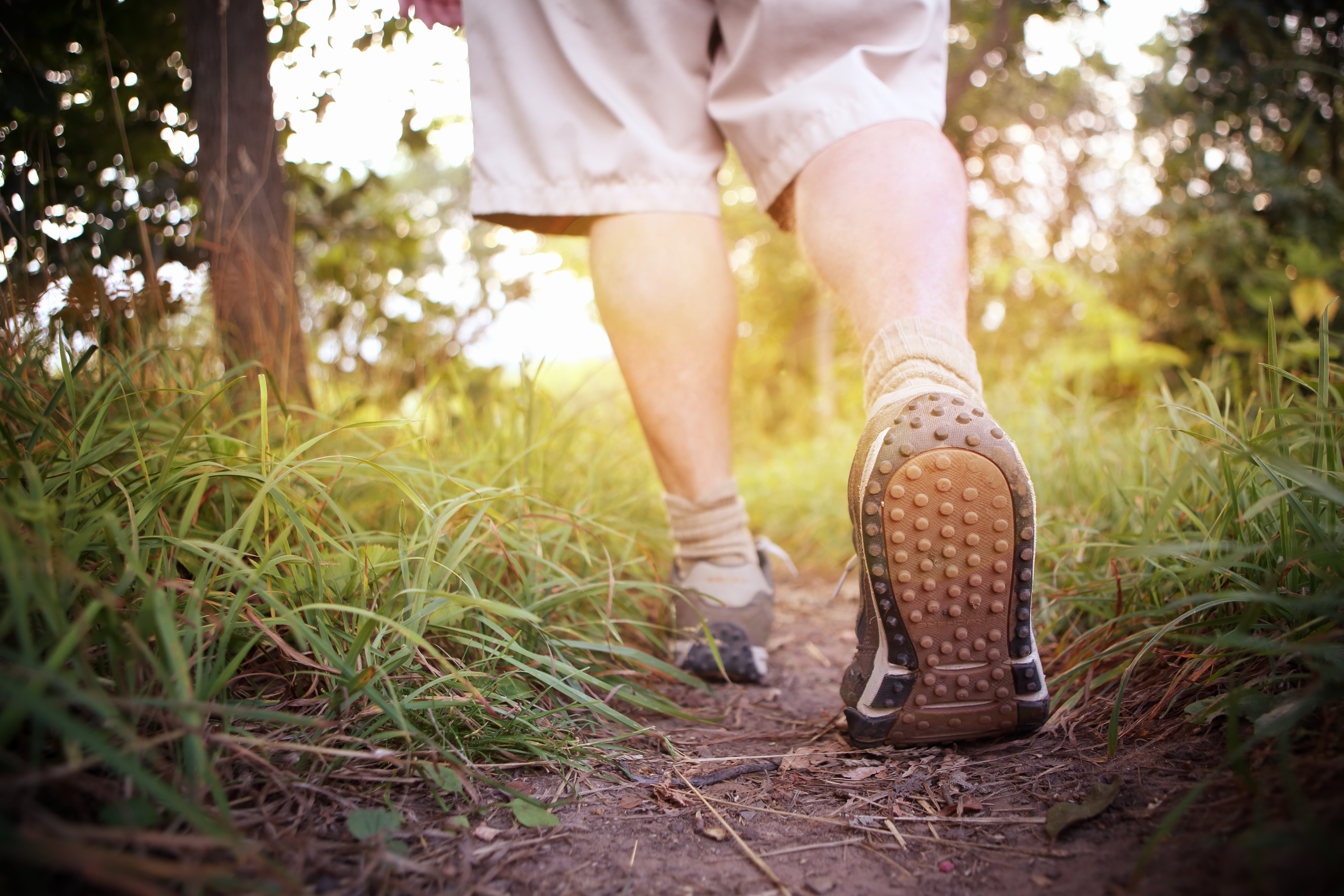 Close up of the feet of person walking