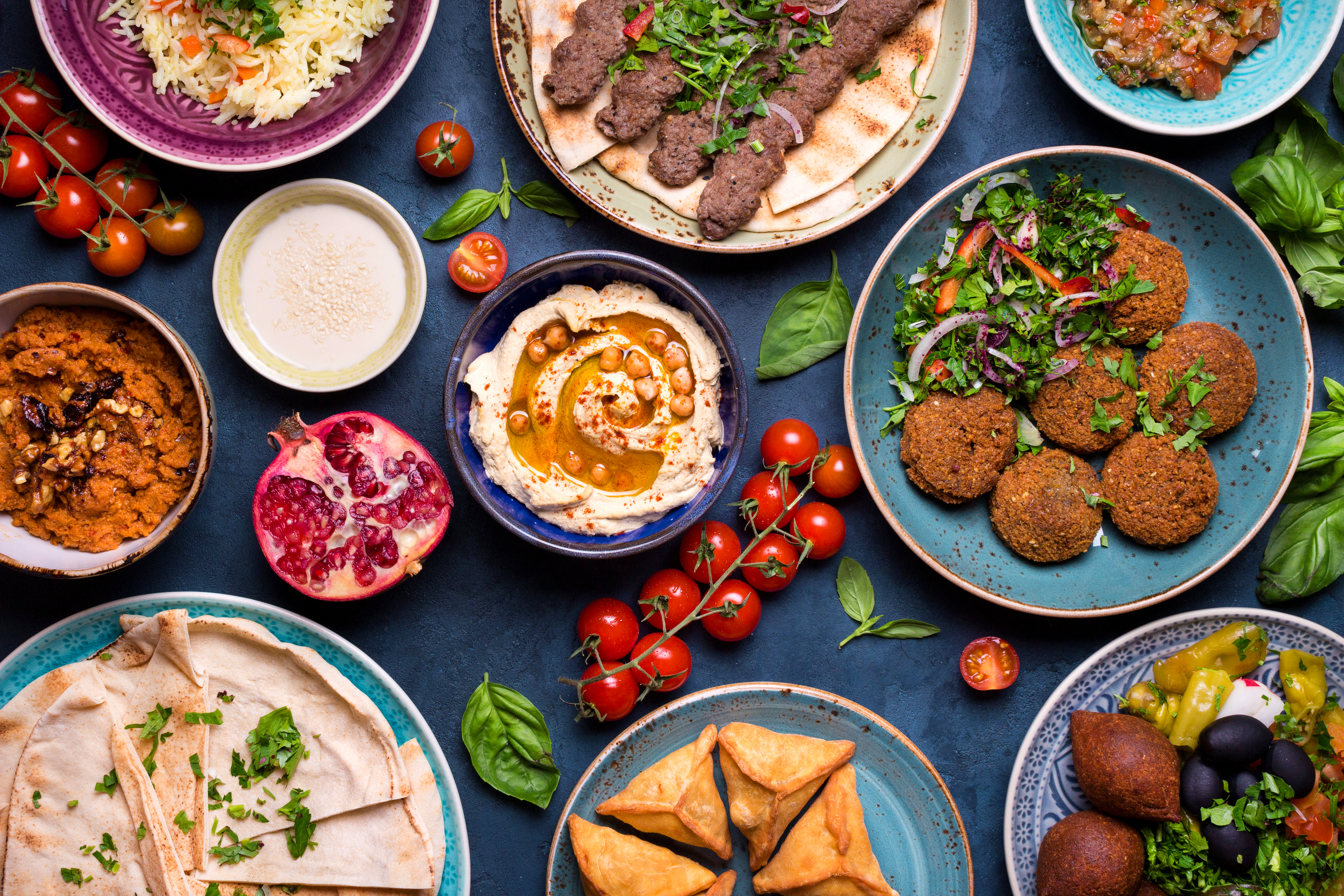 Middle Eastern or arabic dishes and assorted mezze