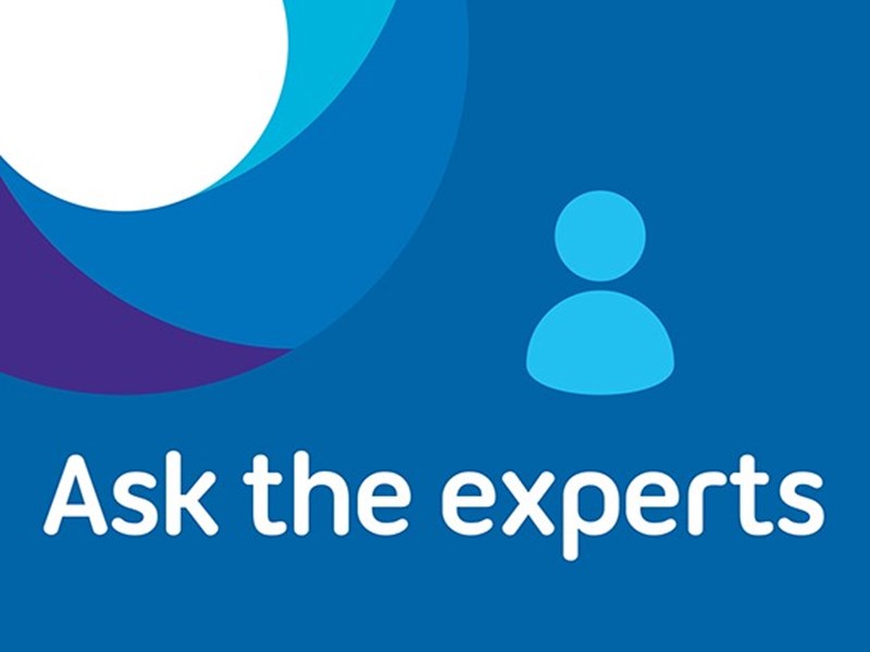 Ask the experts written on blue background