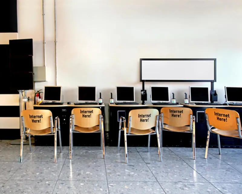Computers in an internet cafe