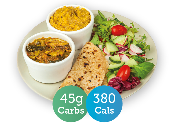 Dal vegetables, chapatti & salad