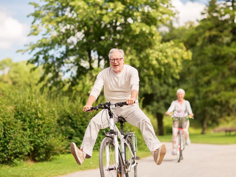 Man cycling outdoors