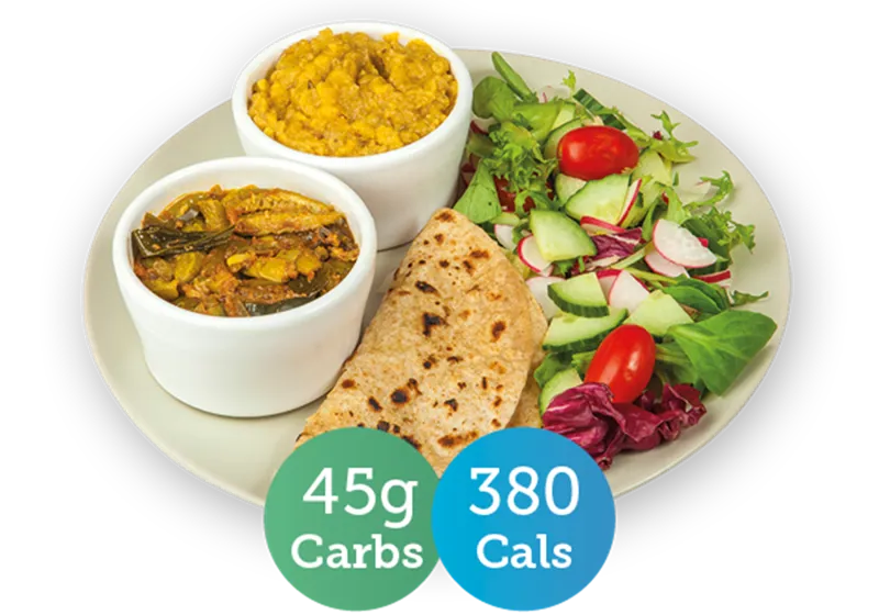 Dal vegetables, chapatti & salad