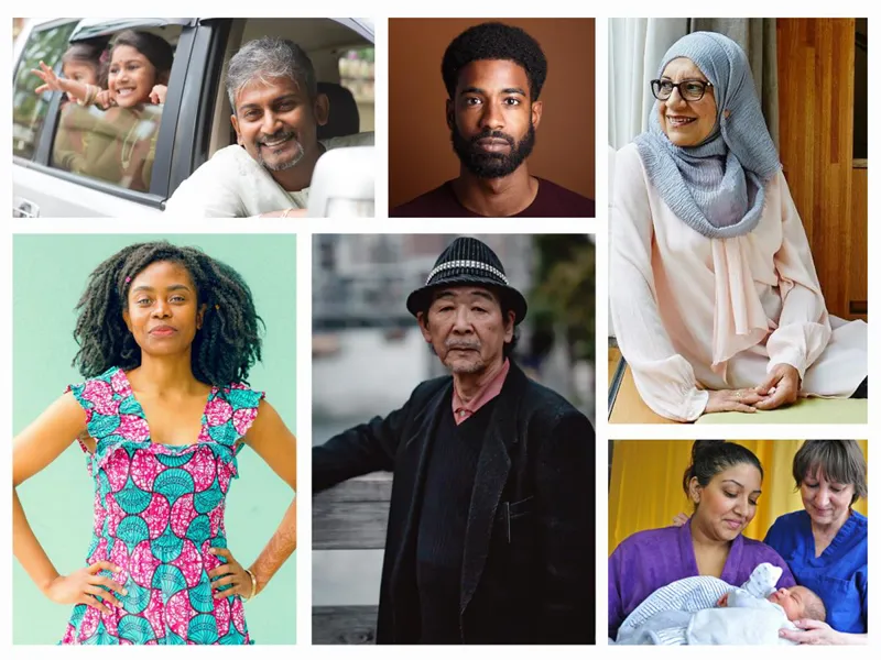 Photo collage of people from a range of communities