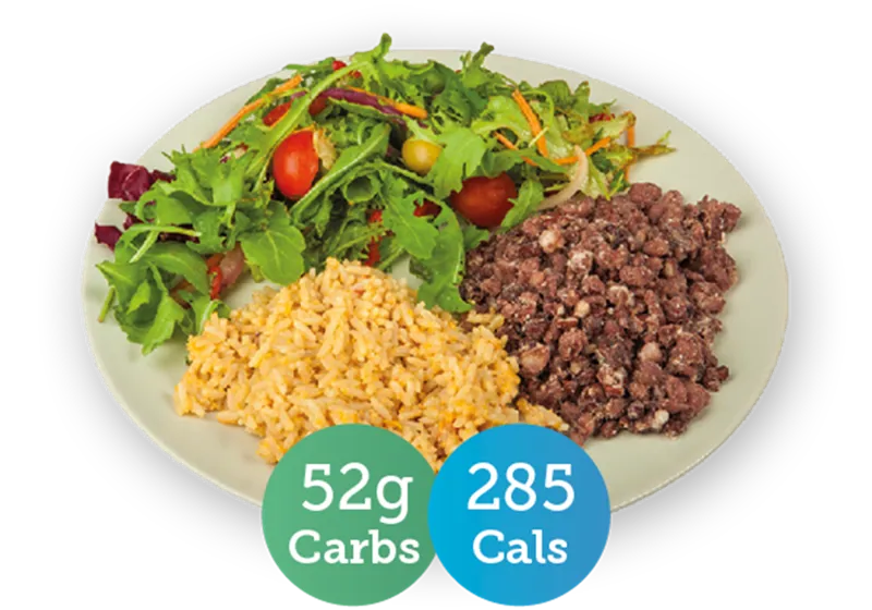 Cambuulo, rice & salad