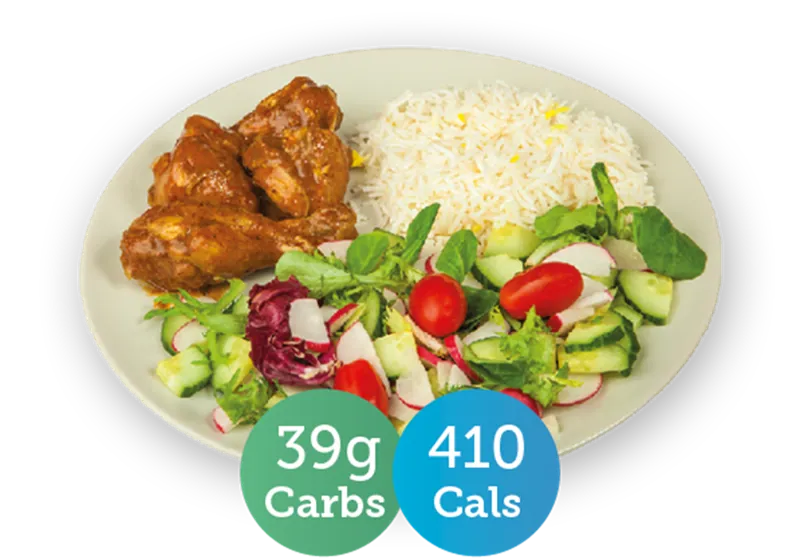 Chicken, rice & salad