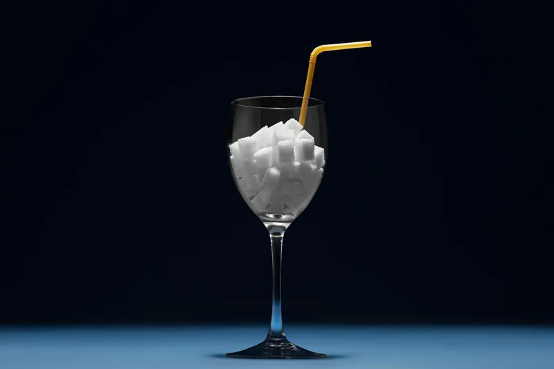 Wine glass filled with sugar