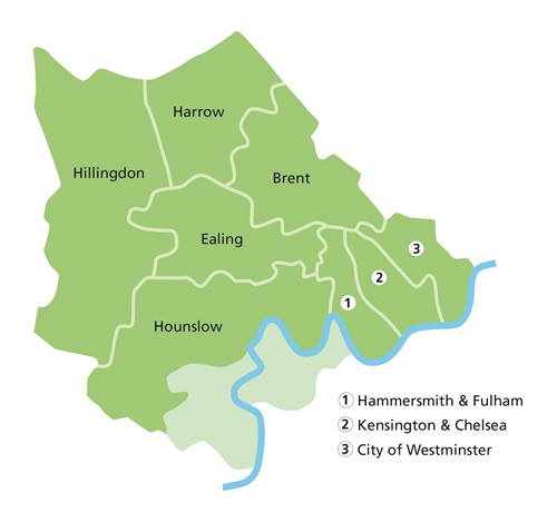 Map of the North West London boroughs the programme covers