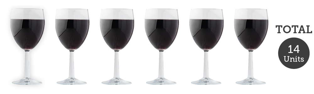 6 medium glasses red wine